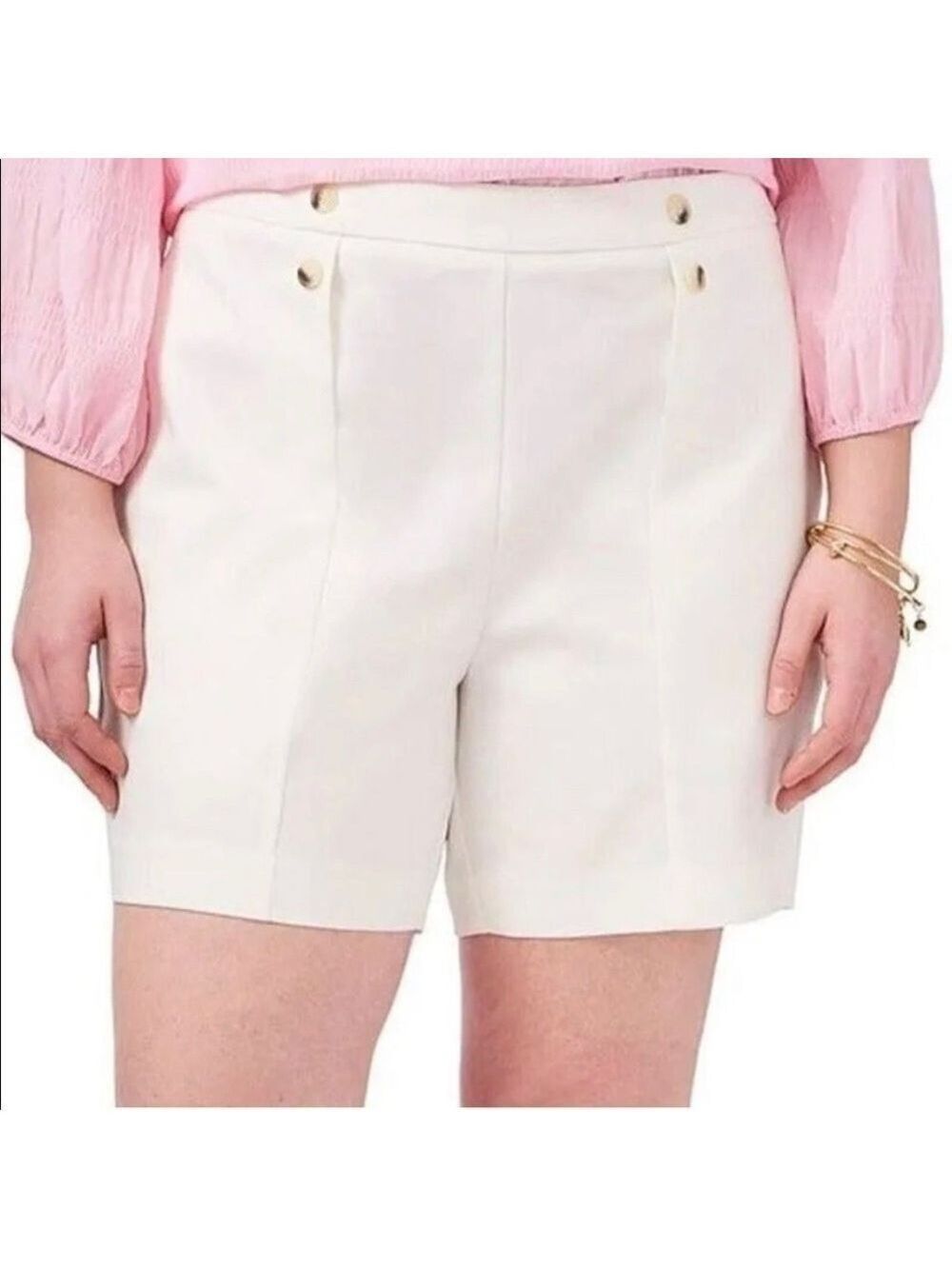 Vince Camuto Plus Size White Button Detail Dress Shorts Size 20W NWT